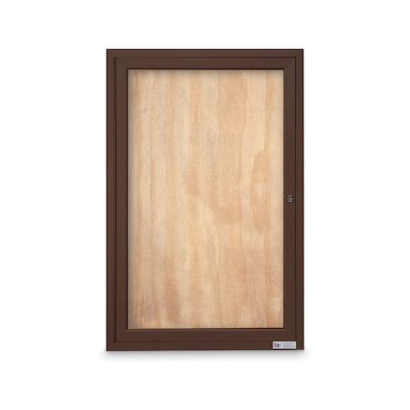 Slim Enclosed Corkboard, 11x13-1/2, Satin Alum Frame/Pumice